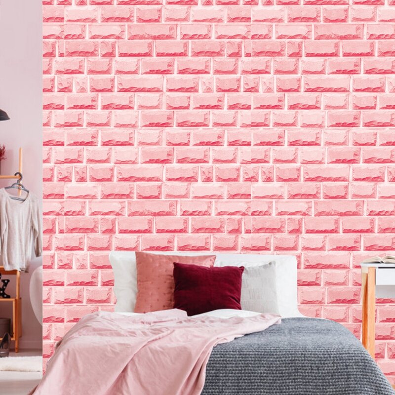

3D Brick Pattern Wall Sticker, Pink