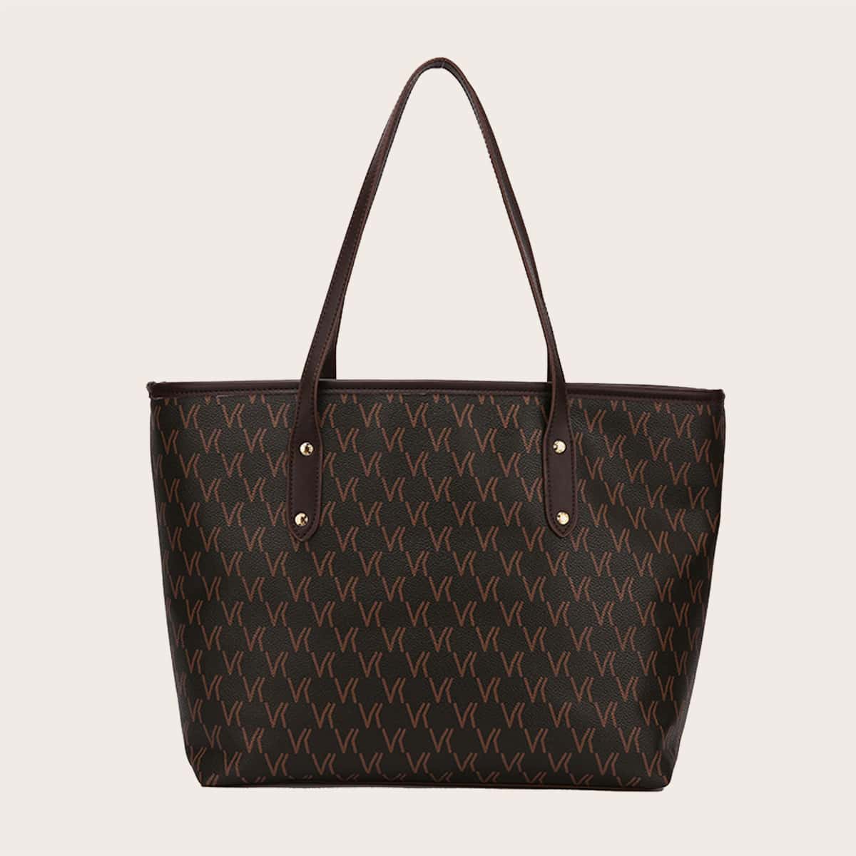 

Letter Graphic Tote Bag, Coffee brown