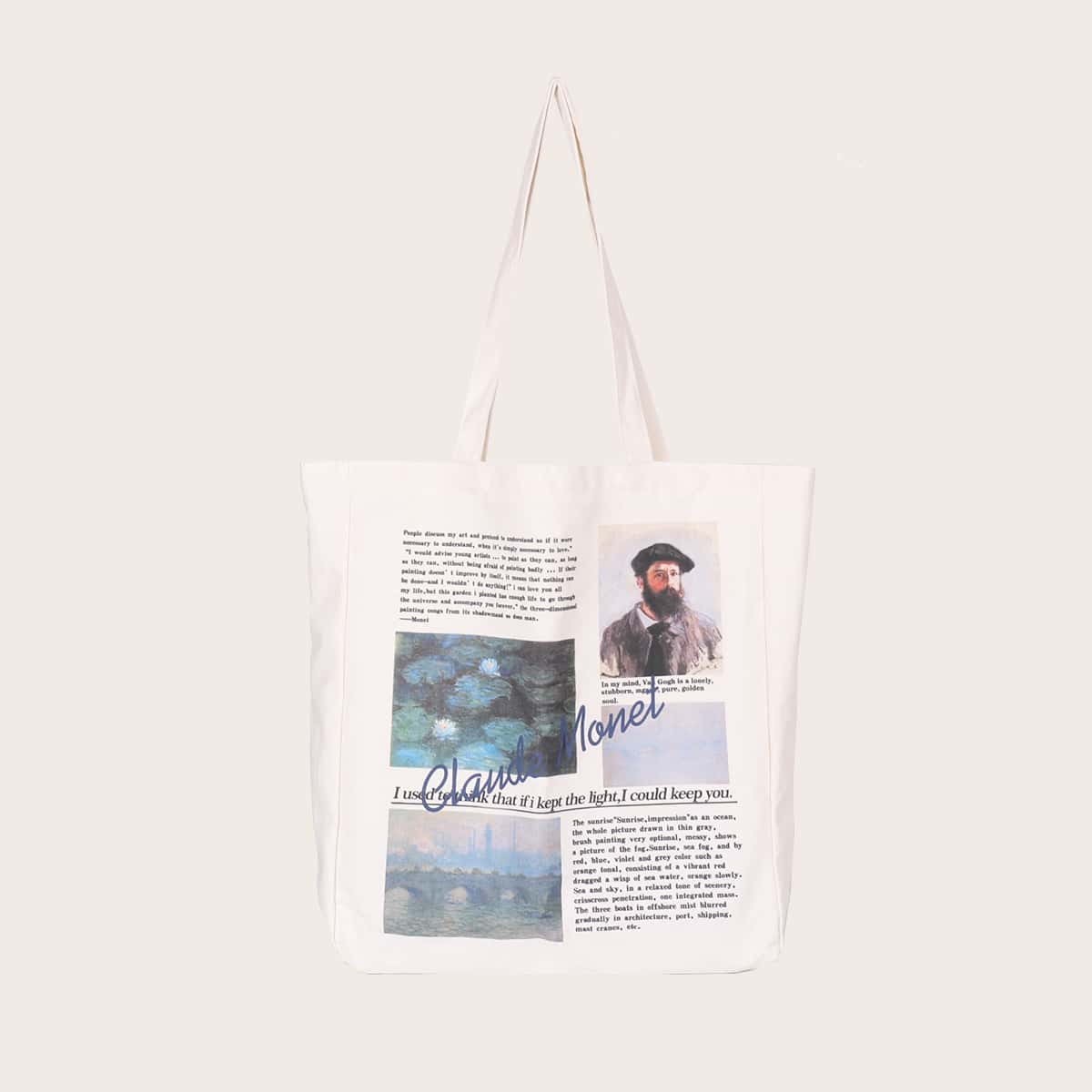 

Letter Graphic Tote Bag, White