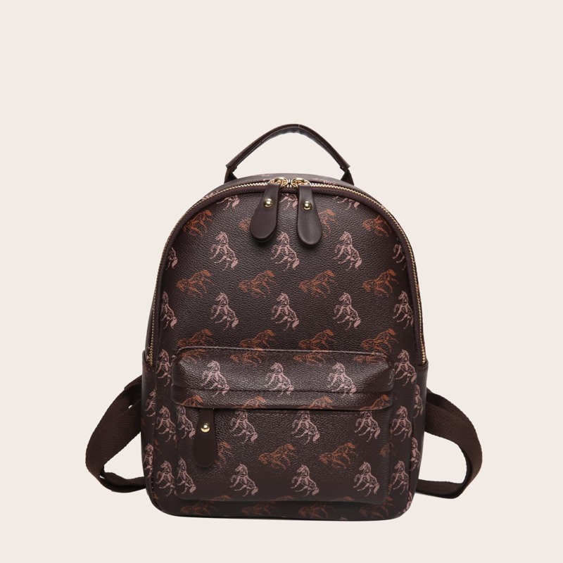 

Cartoon Graphic Backpack, Coffee brown