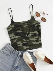 SHEIN EZwear Camo Print Cami Top - Multicolor - View 1
