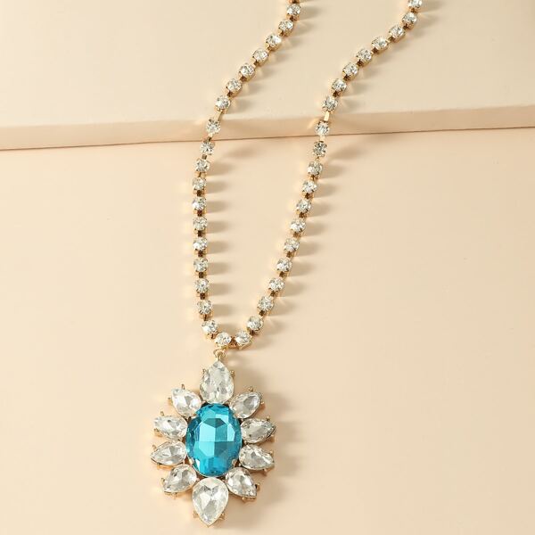 

Gemstone Charm Necklace, Blue
