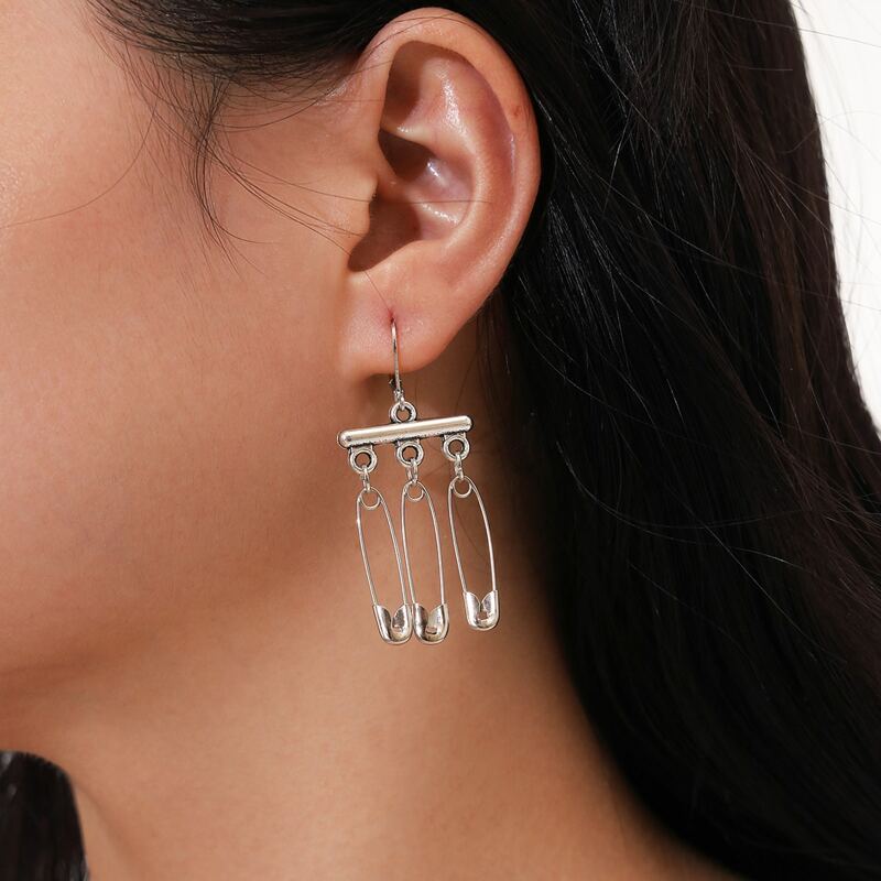 

Paper Clip Drop Earrings, Silver
