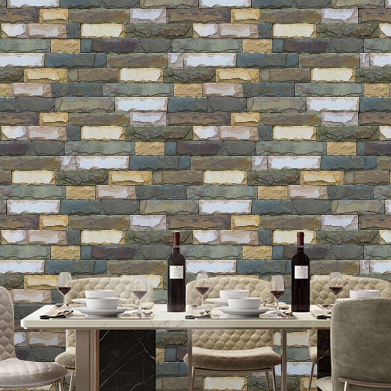 

3D Brick Pattern Wall Sticker, Multicolor