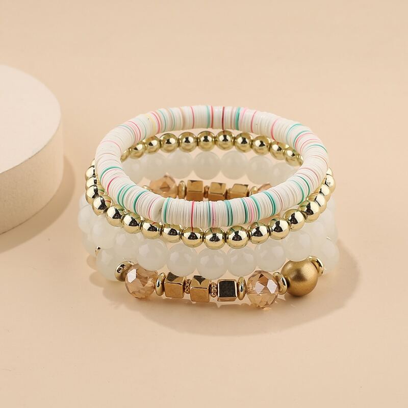 

4pcs Simple Beaded Bracelet, Multicolor