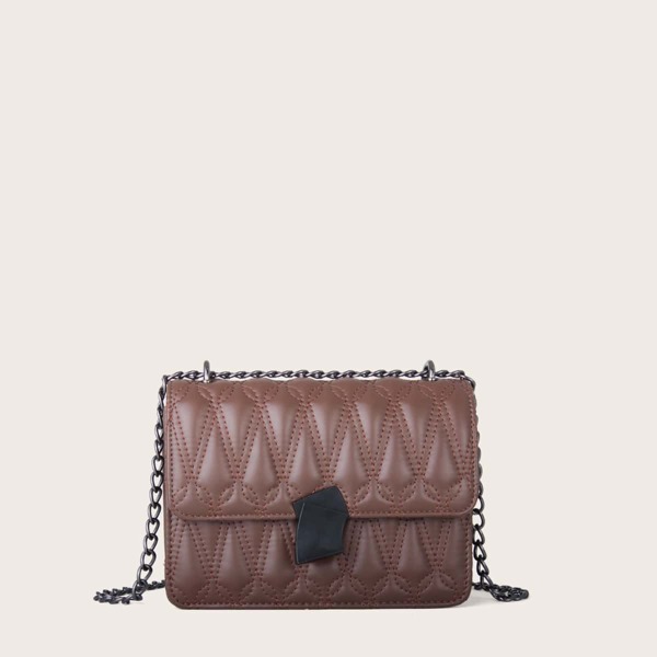 

Quilted Chain Crossbody Bag, Brown