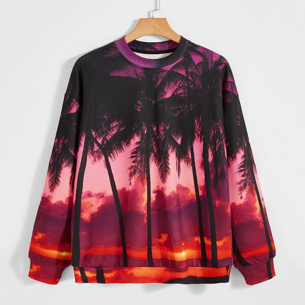 

Men Palm Tree Print Sweatshirt, Multicolor