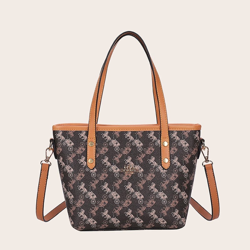 

Animal Graphic Bucket Bag, Brown