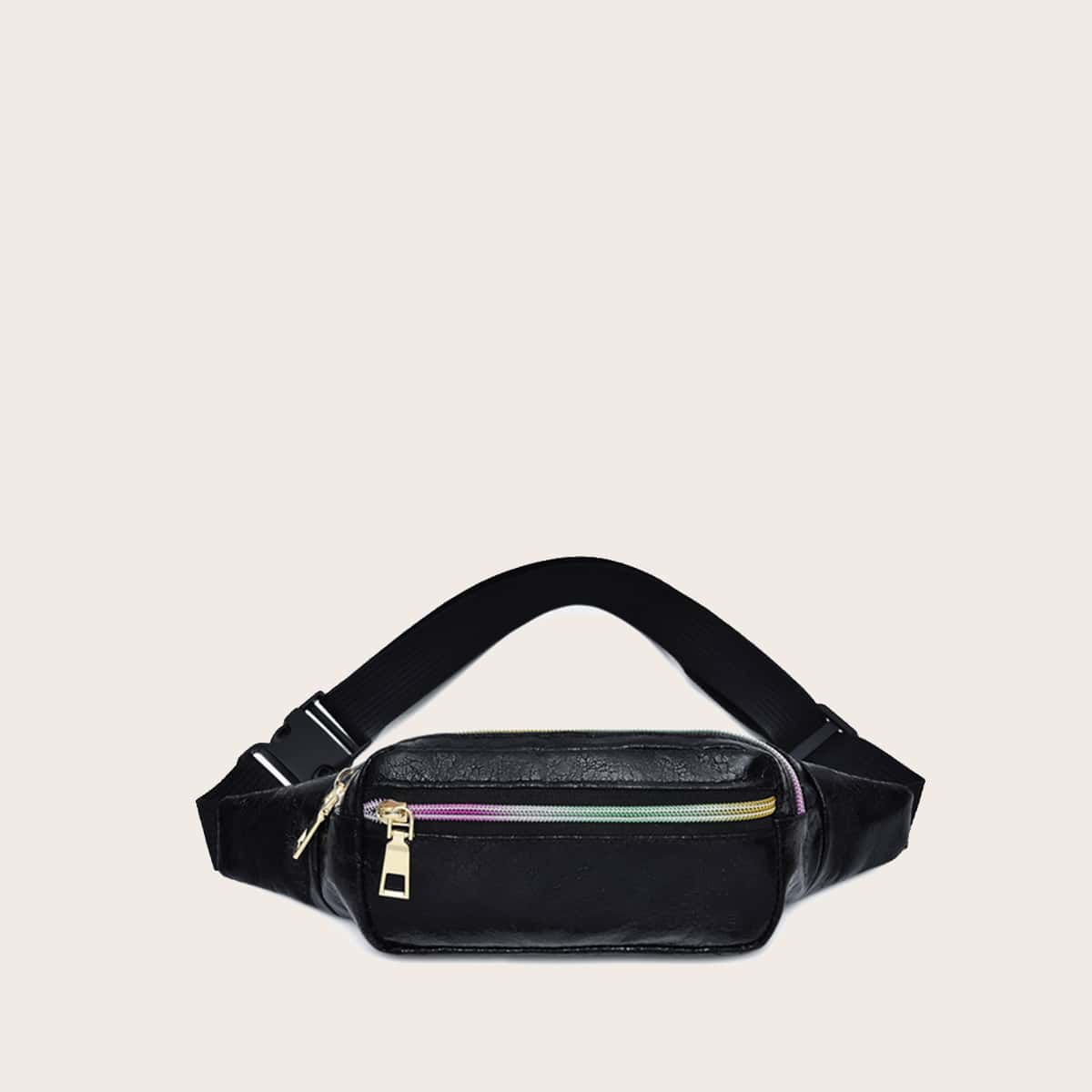 

Zipper Front Fanny Pack, Black
