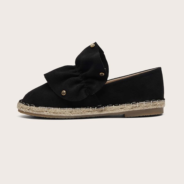 

Ruffle Decor Espadrille Flats, Black
