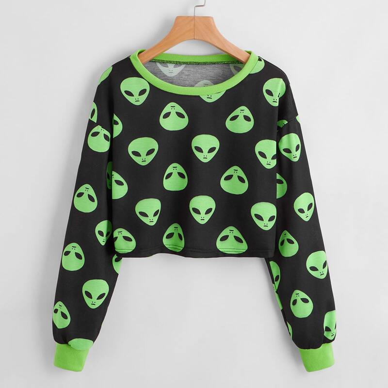 

Allover Alien Print Sweatshirt, Multicolor