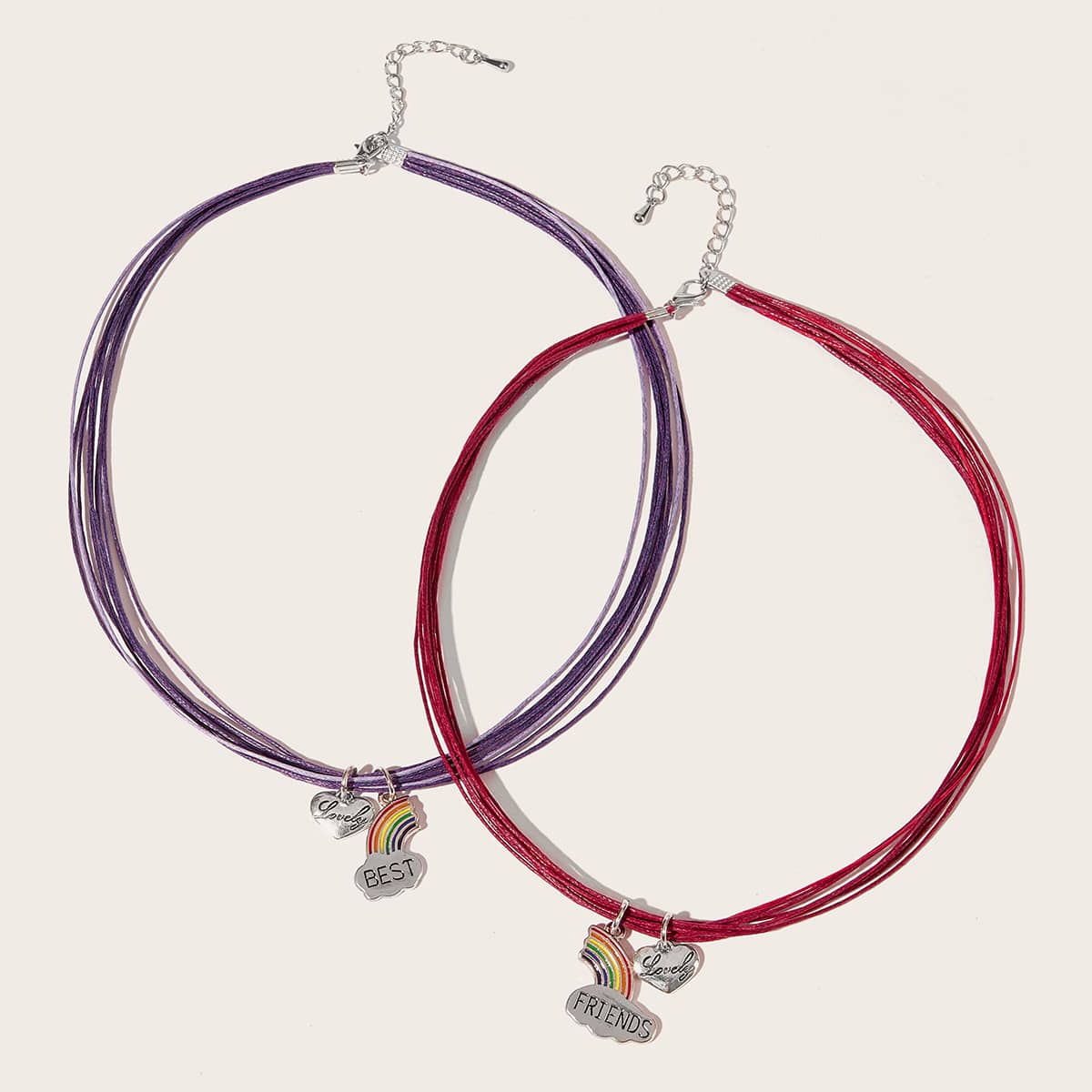 

2pcs Rainbow Rope Bracelet, Multicolor