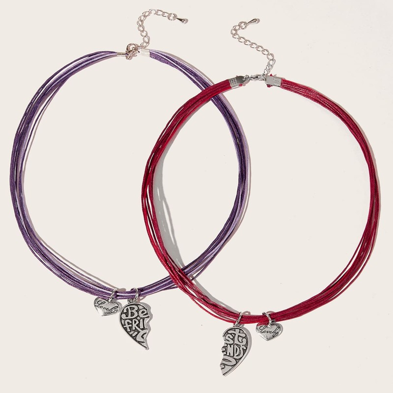 

2pcs Heart Rope Bracelet, Multicolor