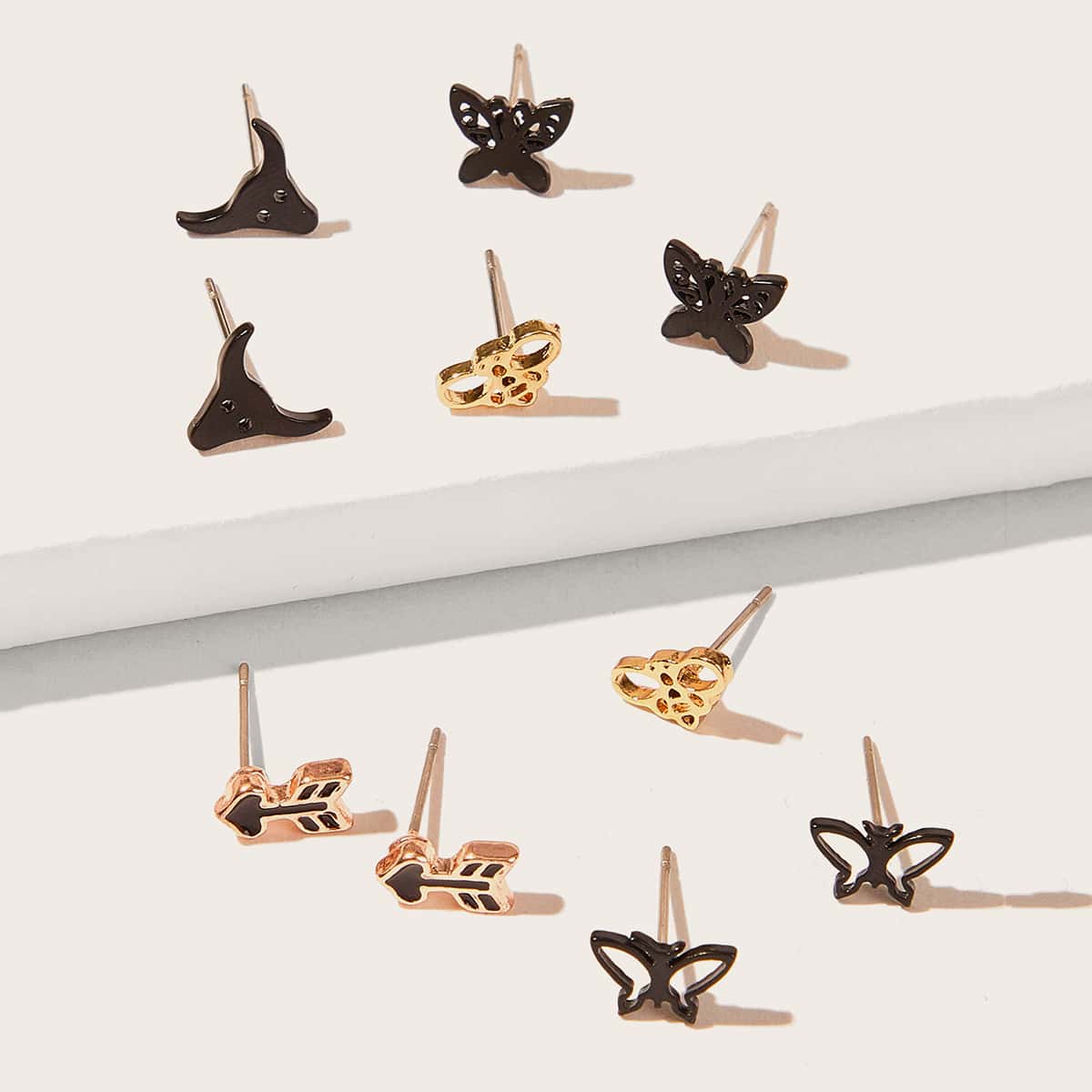 

5pairs Butterfly Stud Earrings, Multicolor