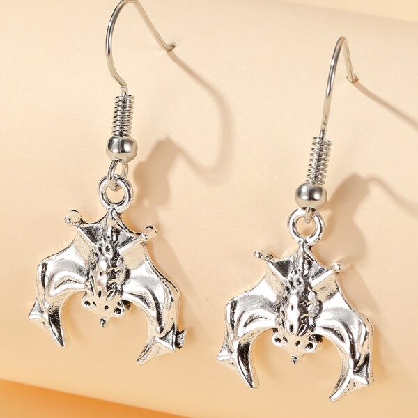 

1pair Halloween Bat Drop Earrings, Silver