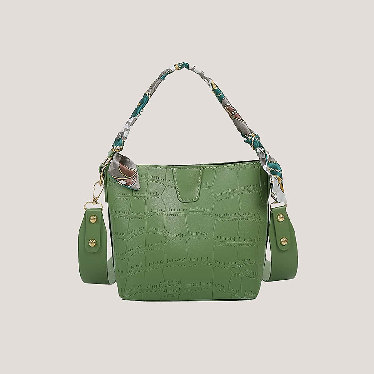 

Croc Twilly Scarf Satchel Bag, Green