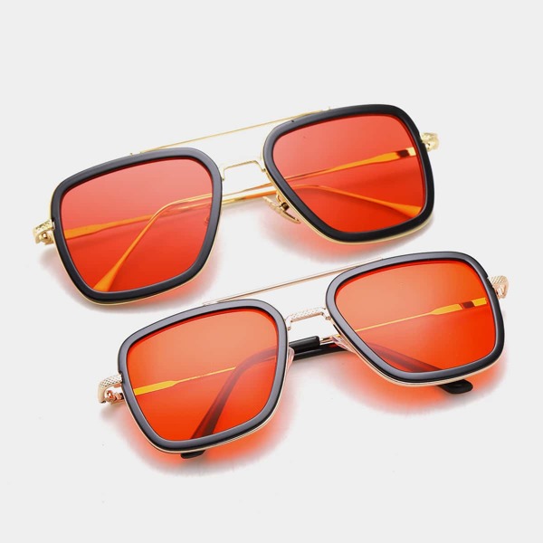 

2pcs Parent-Kids Top Bar Tinted Lens Sunglasses