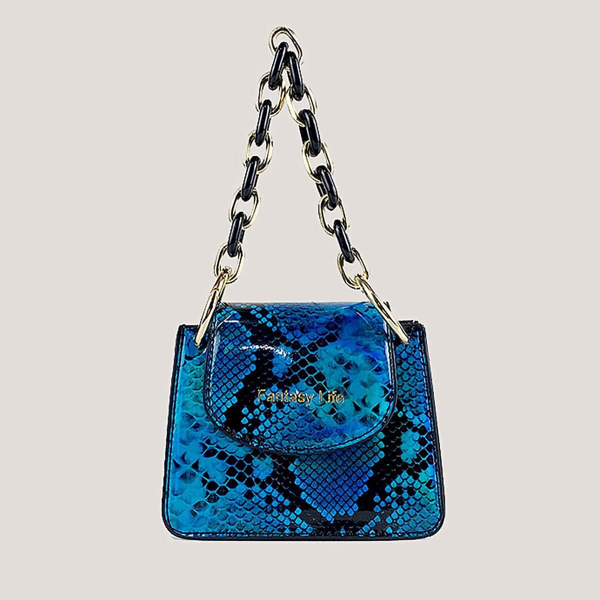 

Snake Skin Mini Satchel Bag, Multicolor