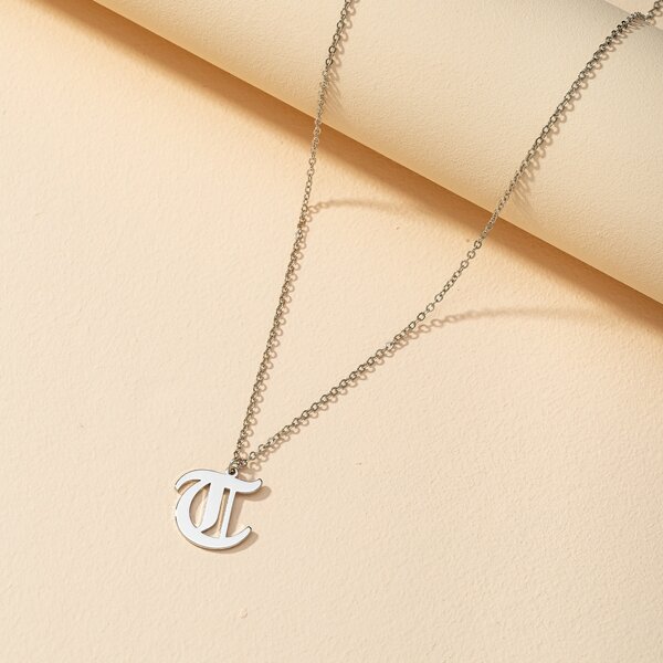 

Gothic Letter Charm Necklace, Silver