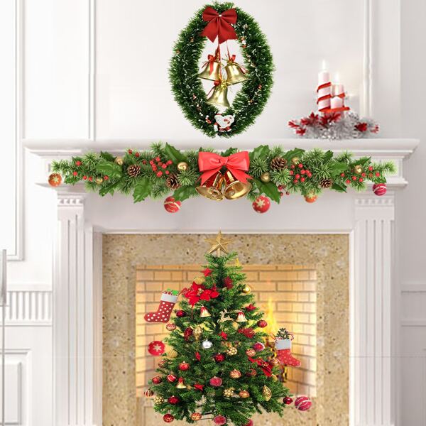 

4pcs Christmas Tree Pattern Wall Sticker, Multicolor