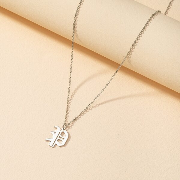 

Gothic Letter Charm Necklace, Silver