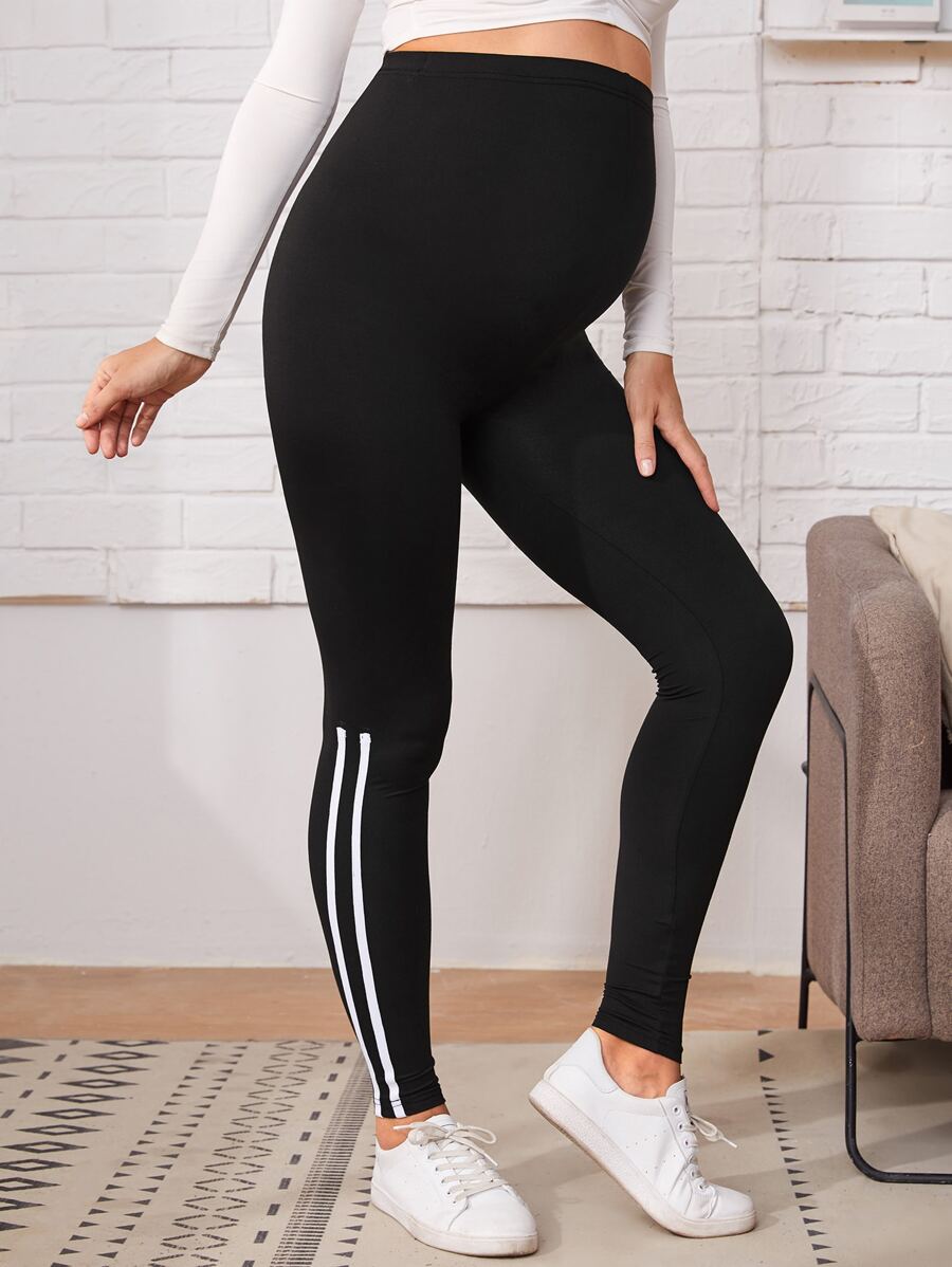 SHEIN Maternity Striped Side Leggings