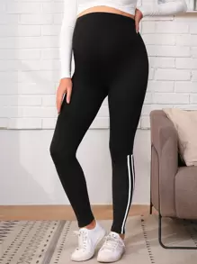 SHEIN Maternity Striped Side Leggings