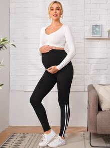 SHEIN Maternity Striped Side Leggings