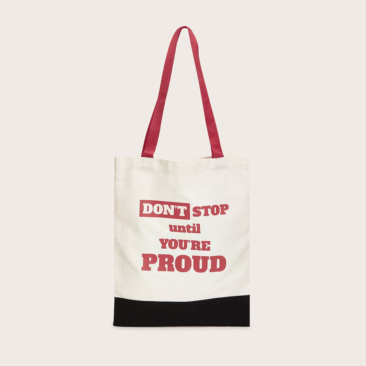 

Slogan Graphic Canvas Tote Bag, Multicolor