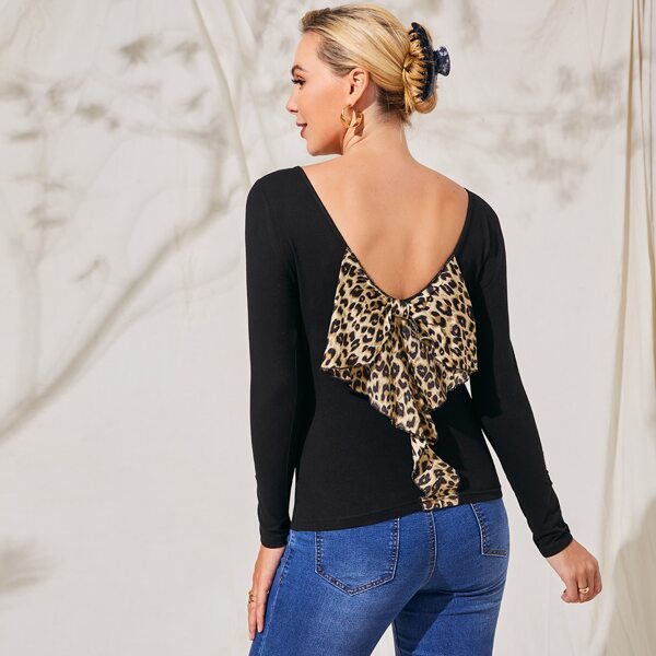 

Maternity Leopard Bow Detail Tee, Black