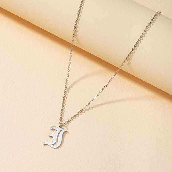 

Gothic Letter Charm Necklace, Silver