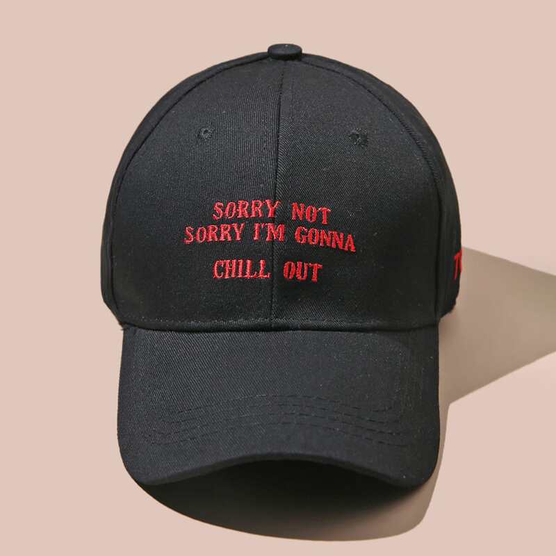 

Guys Slogan Embroidery Baseball Cap, Black