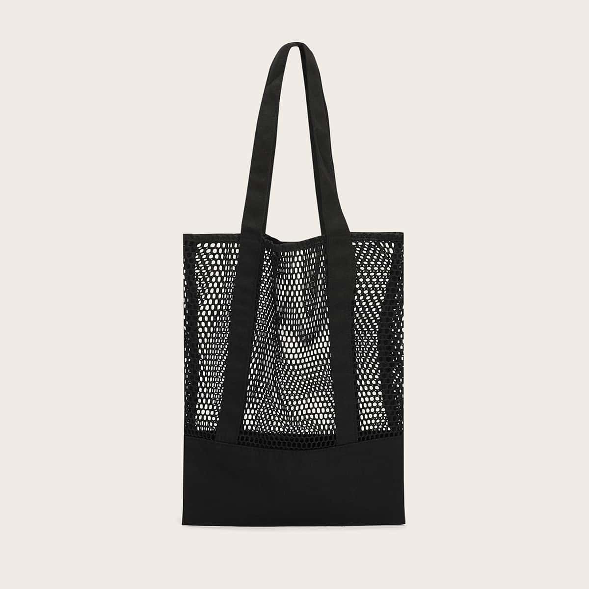 

Mesh Sheer Tote Bag, Black