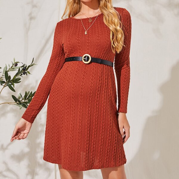 

Maternity Cable Knit Solid Dress Without Belt, Burgundy