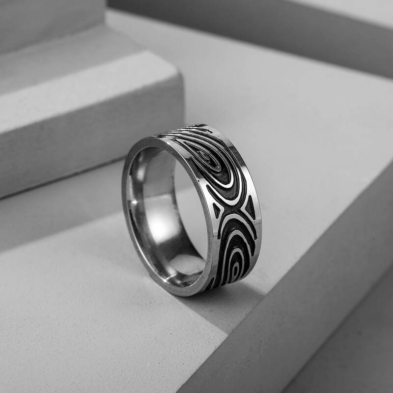 

1pc Guys Two Tone Metal Ring, Silver
