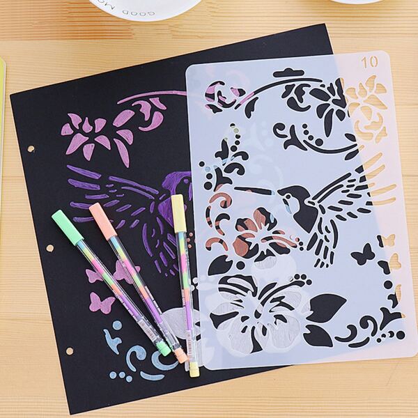 

2pcs Random Hollow Painting Template Board, White