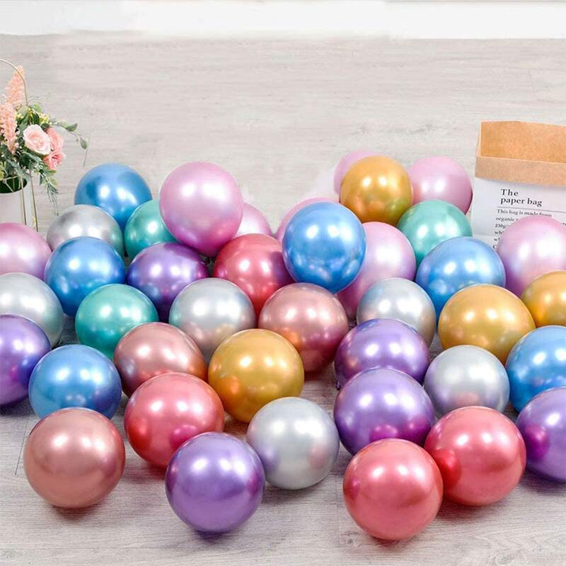 

100pcs Random Color Metallic Latex Balloon, Multicolor