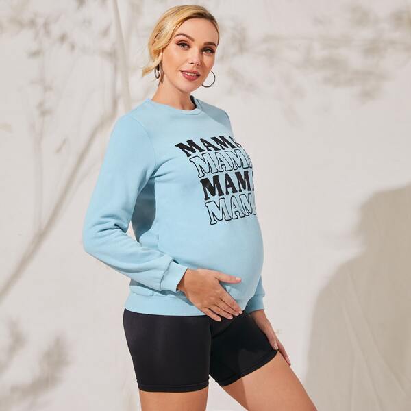 

Maternity Letter Graphic Pullover, Baby blue