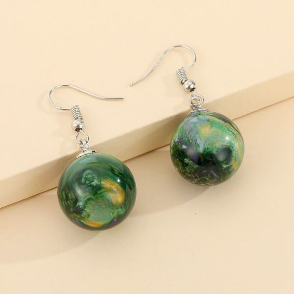 

Ball Charm Drop Earrings, Green