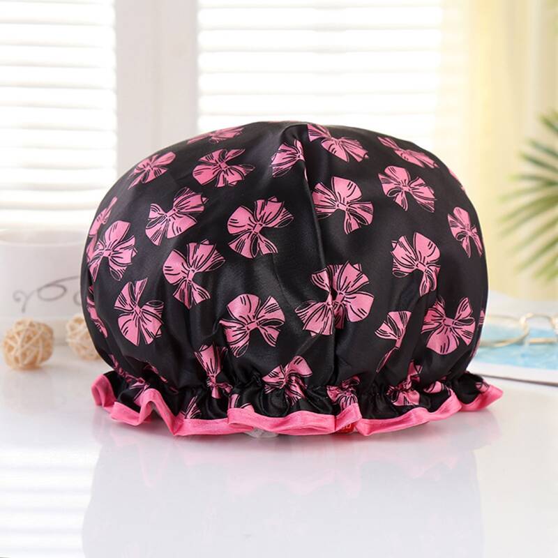 

1pc Bow Print Shower Cap, Multicolor
