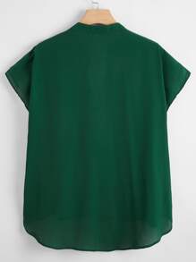 SHEIN LUNE Top de manga murciélago de cuello V - Verde - Ver 2