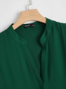 SHEIN LUNE Top de manga murciélago de cuello V - Verde - Ver 4