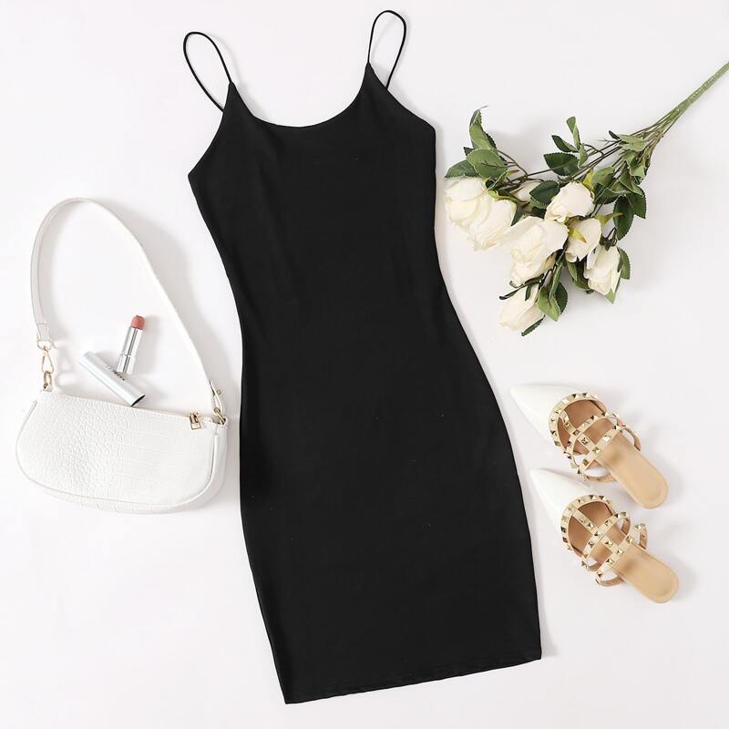 

Solid Cami Dress, Black