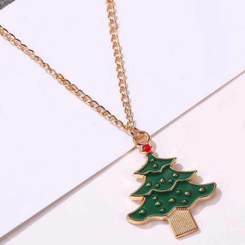 

Christmas Tree Charm Necklace, Gold