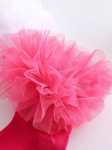 1 Par Calcetines Cortos Y Elegantes De Encaje Y Volantes En Color Sólido Para Niños Para Primavera Y Otoño - Rosa - Ver 4