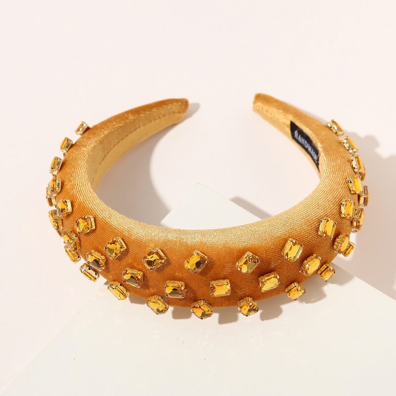 

Rhinestone Padded Hair Hoop, Yellow
