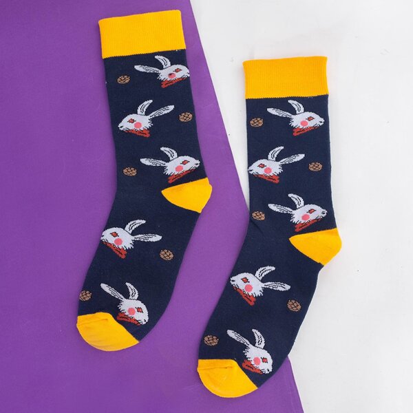

1pair Men Cartoon Graphic Socks, Multicolor