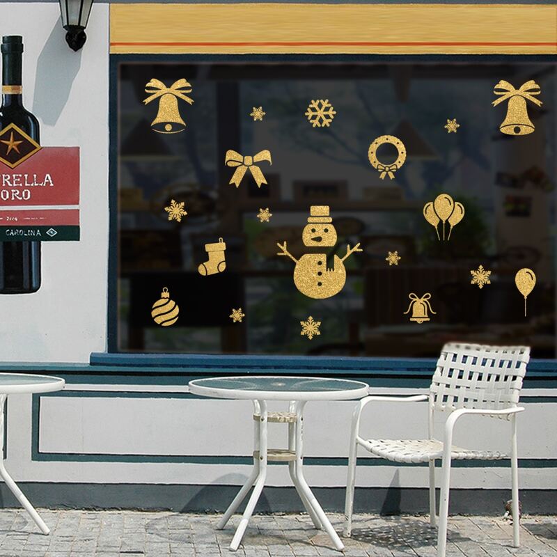 

3pcs Christmas Pattern Window Sticker, Gold