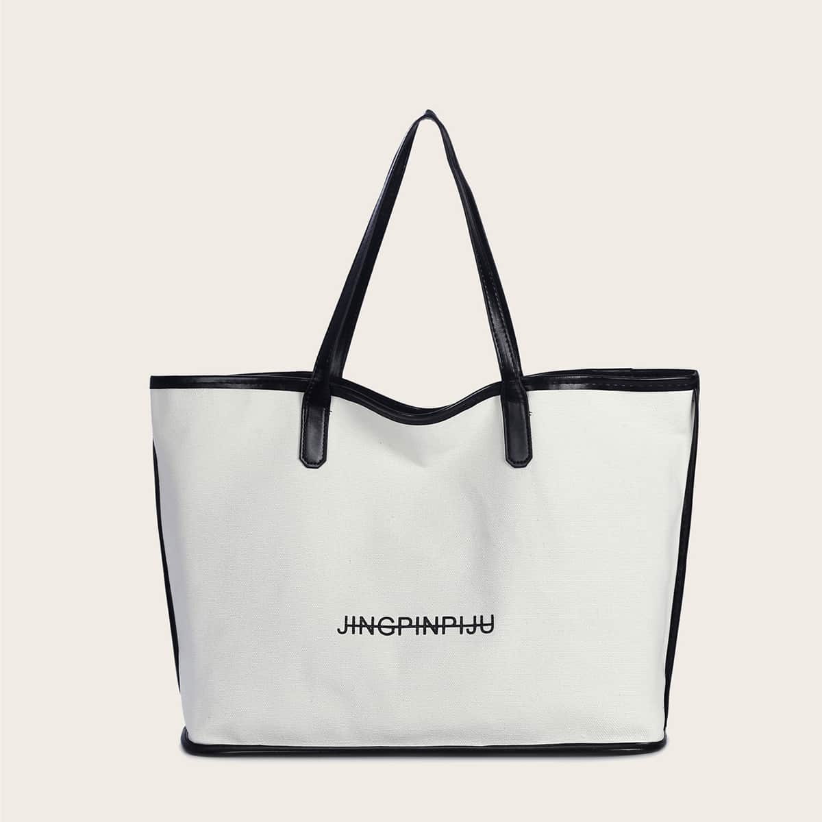 

Letter Graphic Tote Bag, White