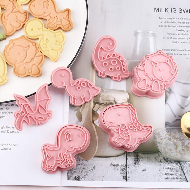 

6pcs Dinosaur Shaped Biscuit Mold, Pink